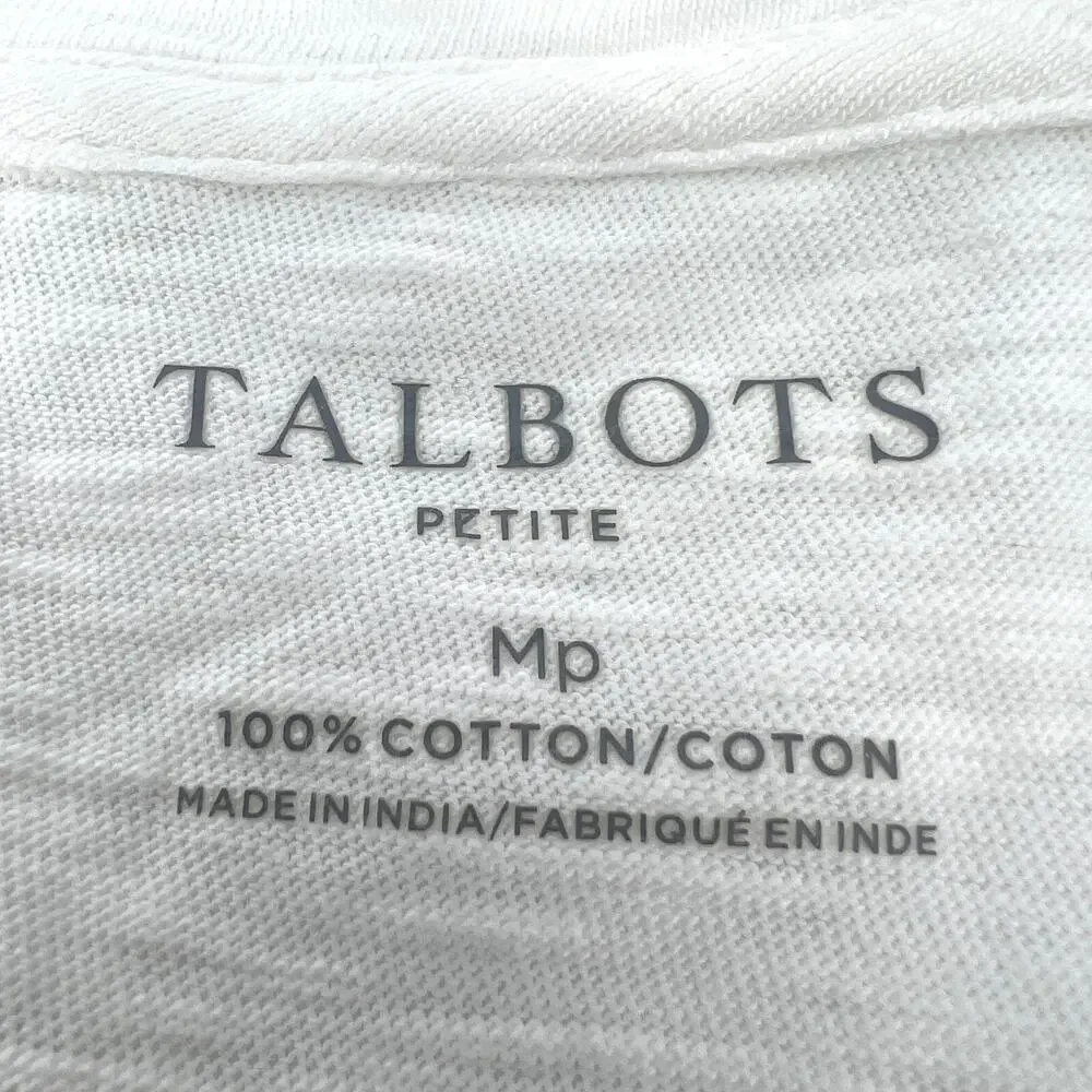 Talbots Petite Womens Embroidered Pineapple Tassls Cotton Size M Petite